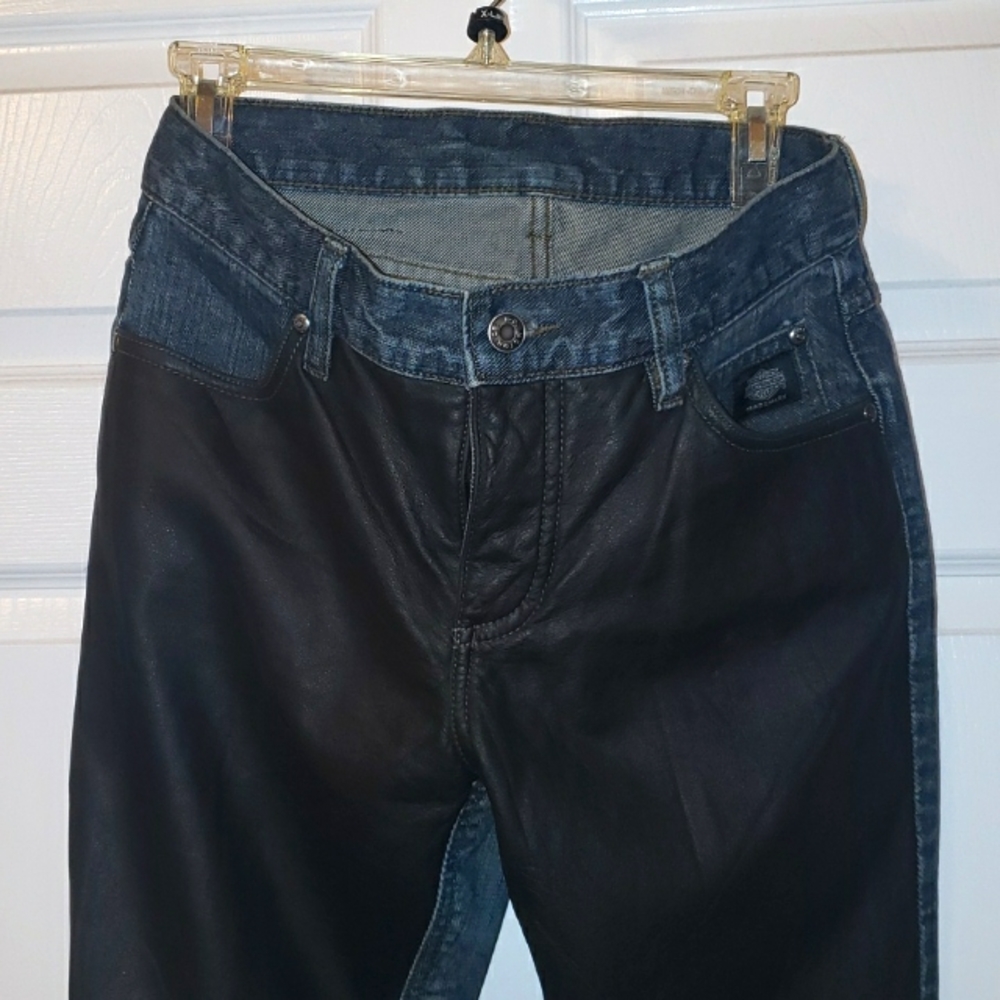 VINTAGE 2005 Women's Harley- Davidson Leather Riding Denim (Blu/Blk) Size 4